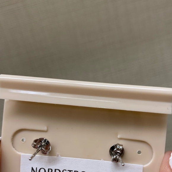 Silver Pave Swarovski Geometric Earrings ADORNIA - Picture 3 of 11